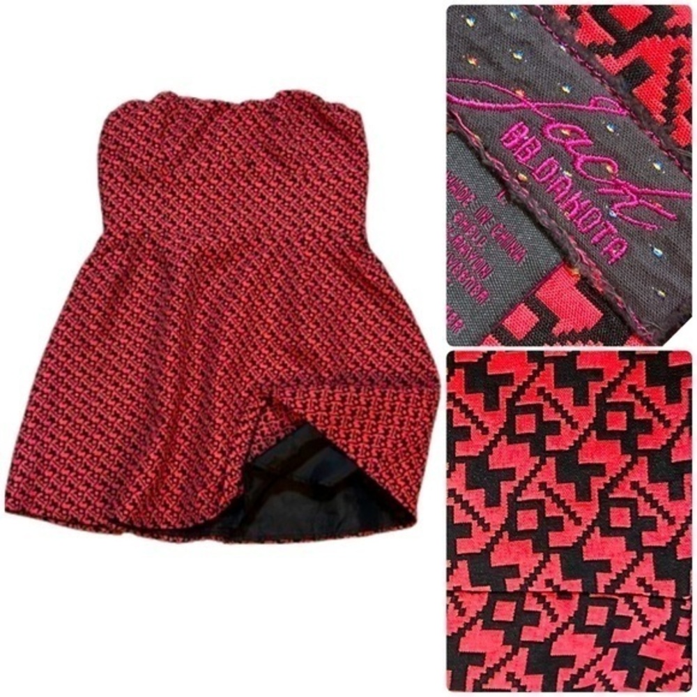 Jack by BB Dakota Pretty Black and Coral Pink Strapless Mini Dress